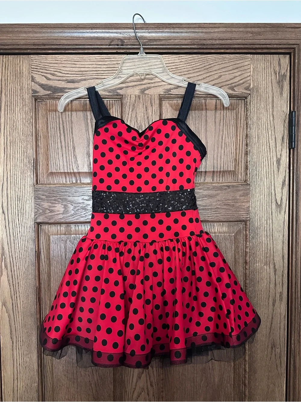 Weissman Red and Black Polka Dot Dance Dress